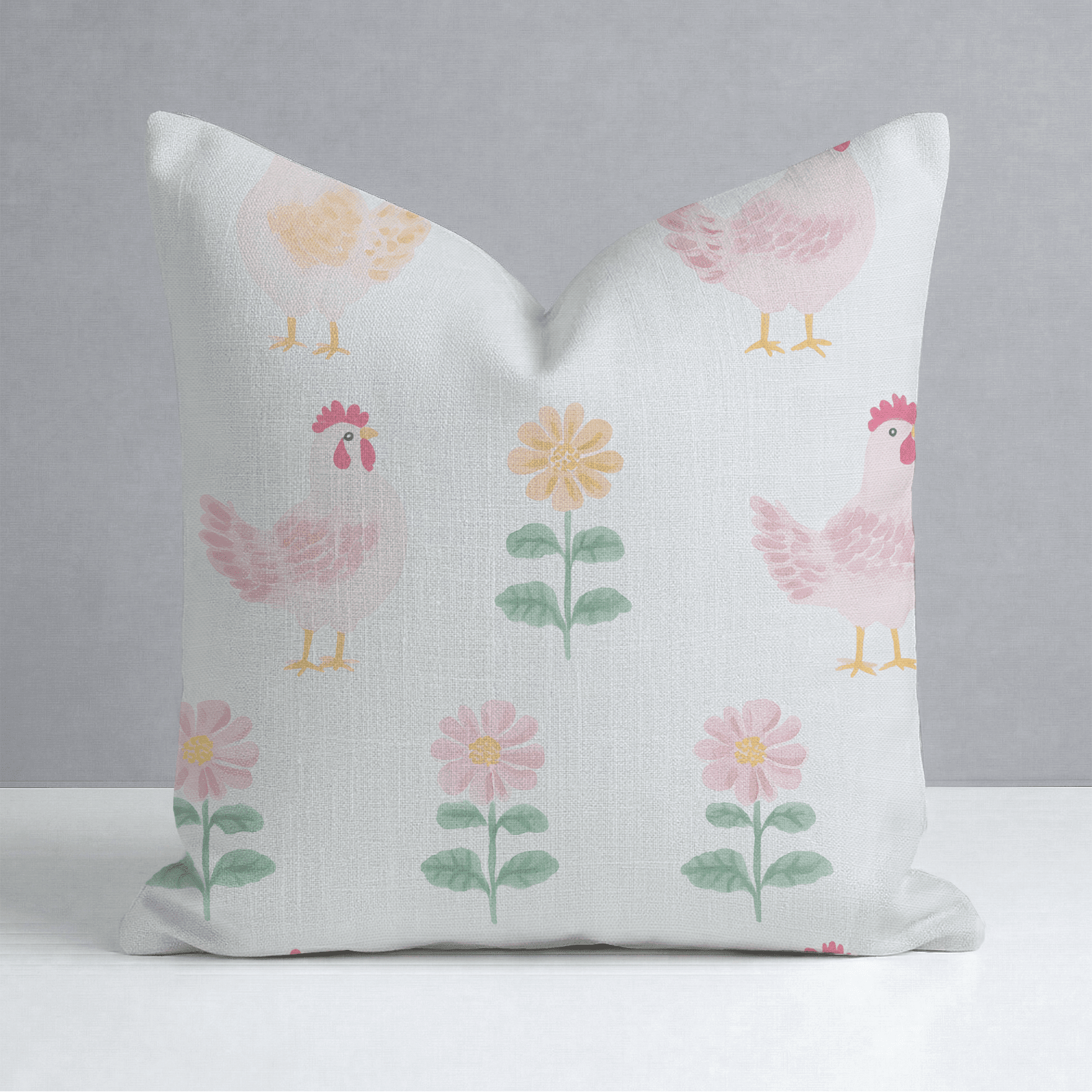 Rosy Roosters Throw Pillow - Benton Lane Home - Lemon Park