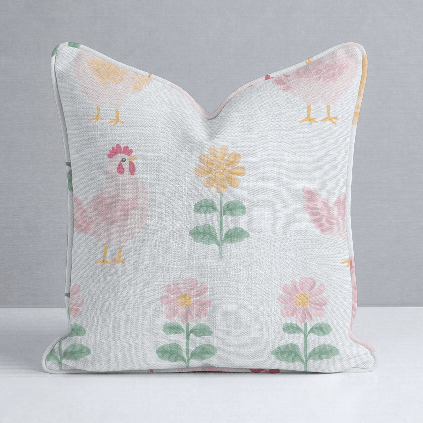 Rosy Roosters Throw Pillow - Benton Lane Home - Lemon Park