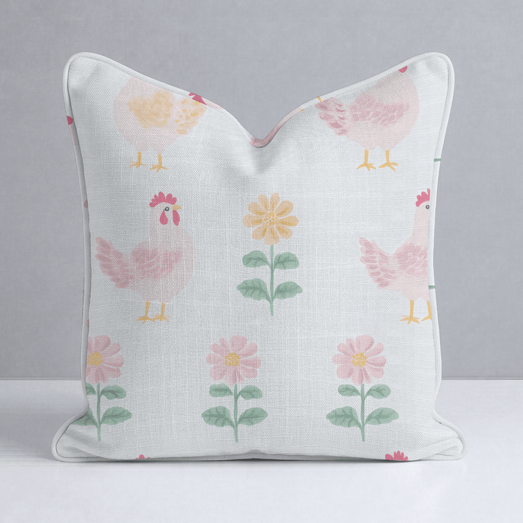Rosy Roosters Throw Pillow - Benton Lane Home - Lemon Park