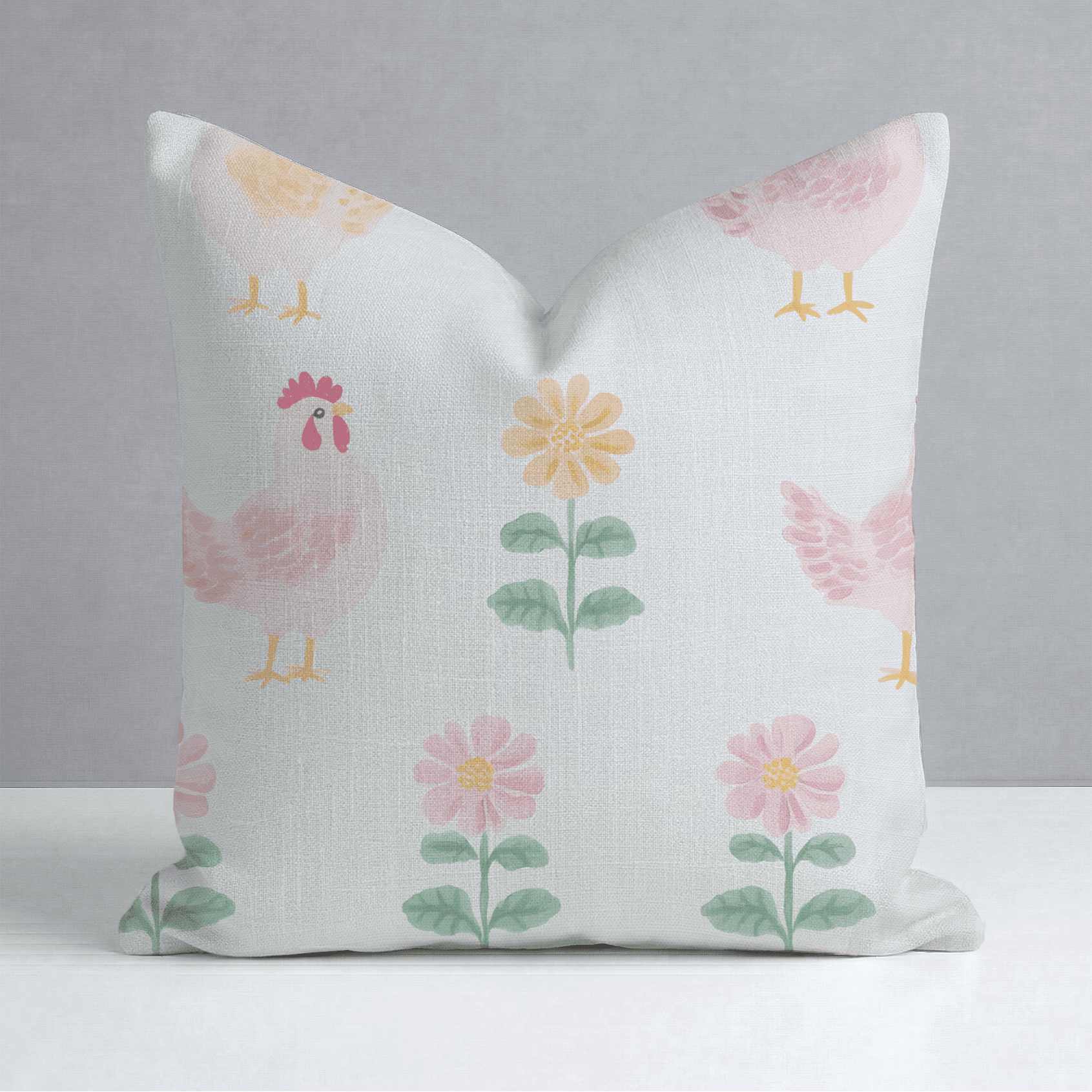 Rosy Roosters Throw Pillow - Benton Lane Home - Lemon Park