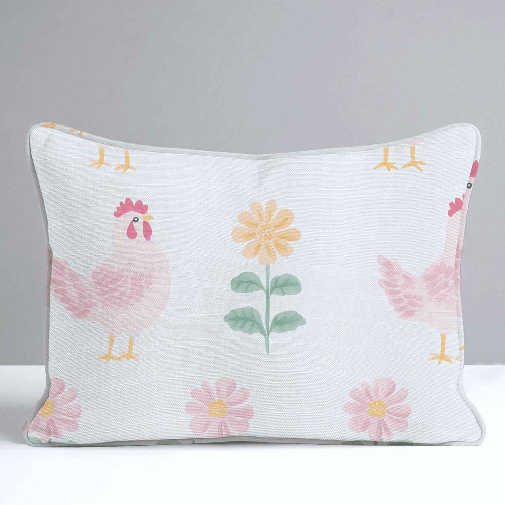 Rosy Roosters Throw Pillow - Benton Lane Home - Lemon Park