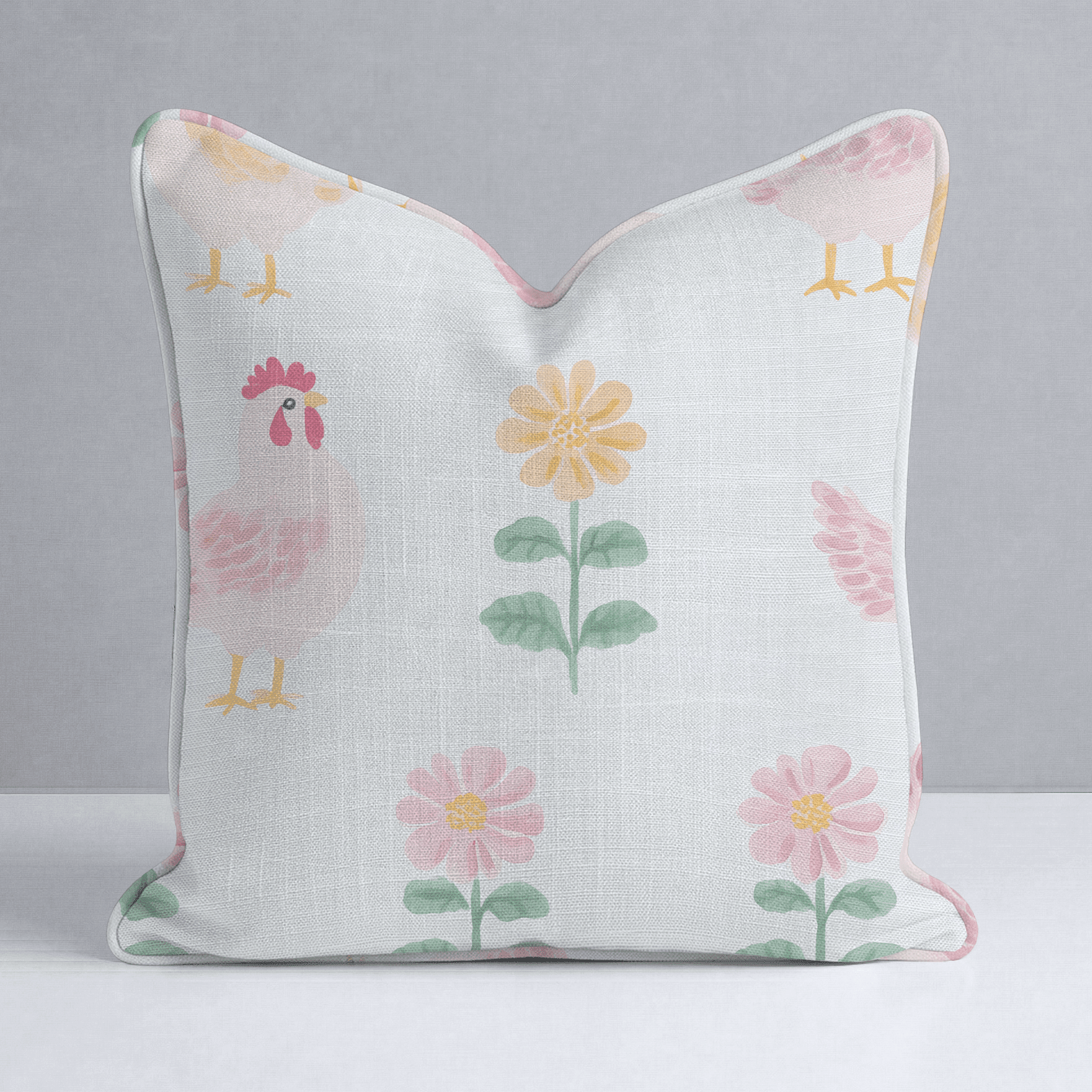 Rosy Roosters Throw Pillow - Benton Lane Home - Lemon Park