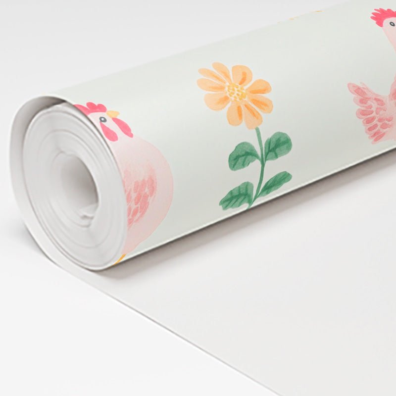 Rosy Roosters Wallpaper - Benton Lane Home - Lemon Park