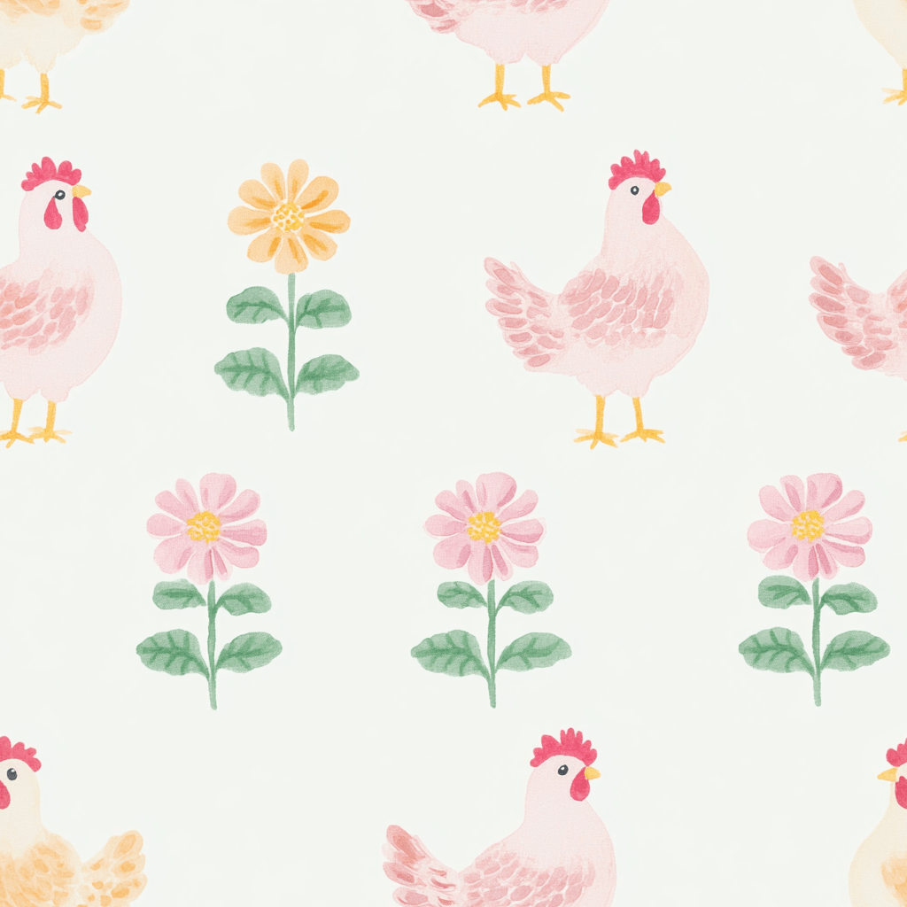 Rosy Roosters Wallpaper - Benton Lane Home - Lemon Park