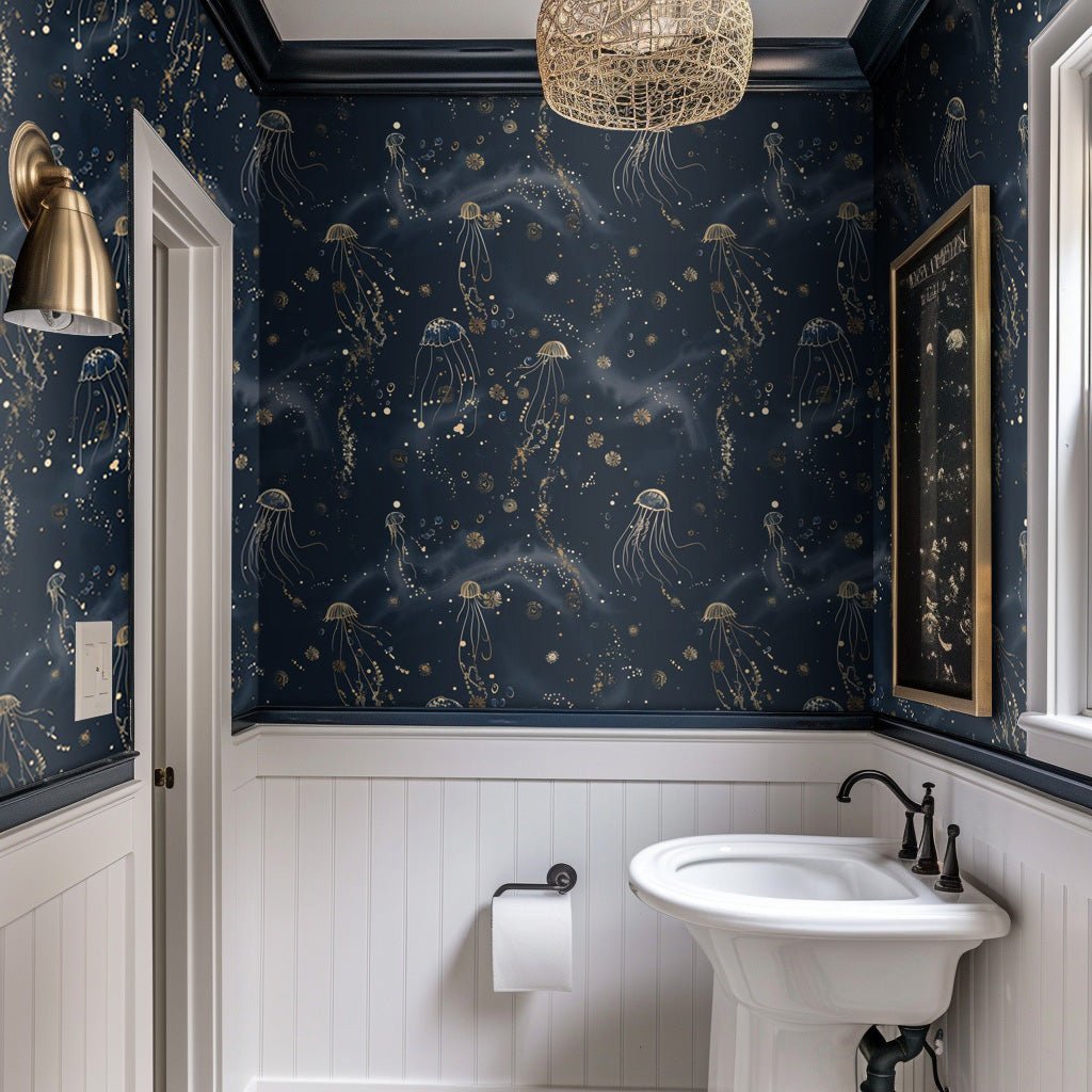 Roxanna Deep Sea Wallpaper - Benton Lane Home - Painted Paper