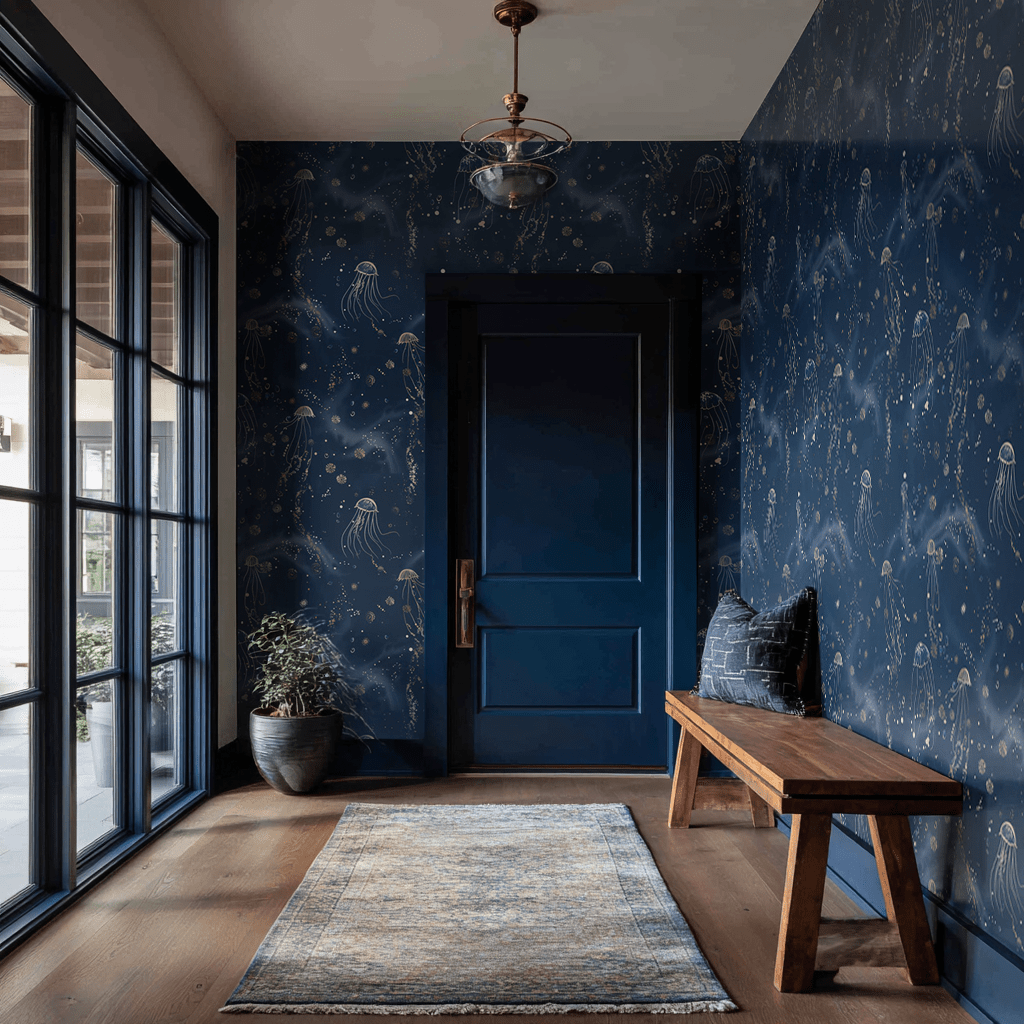 Roxanna Deep Sea Wallpaper - Benton Lane Home - Painted Paper