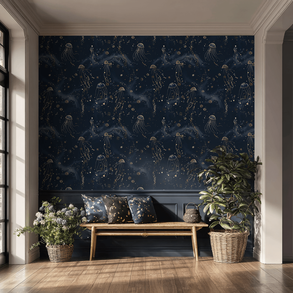 Roxanna Deep Sea Wallpaper - Benton Lane Home - Painted Paper
