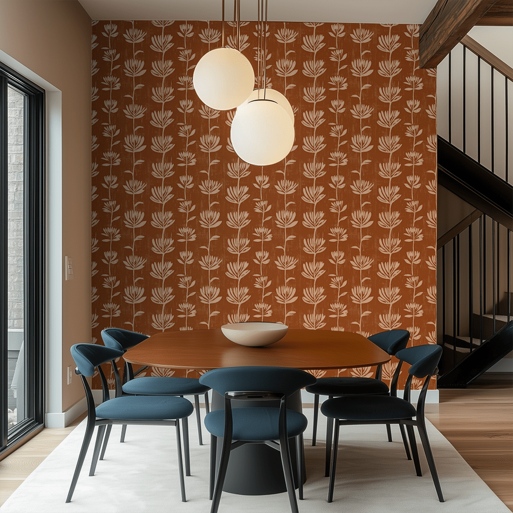 Rust Blossom Wallpaper - Benton Lane Home - Painted Paper