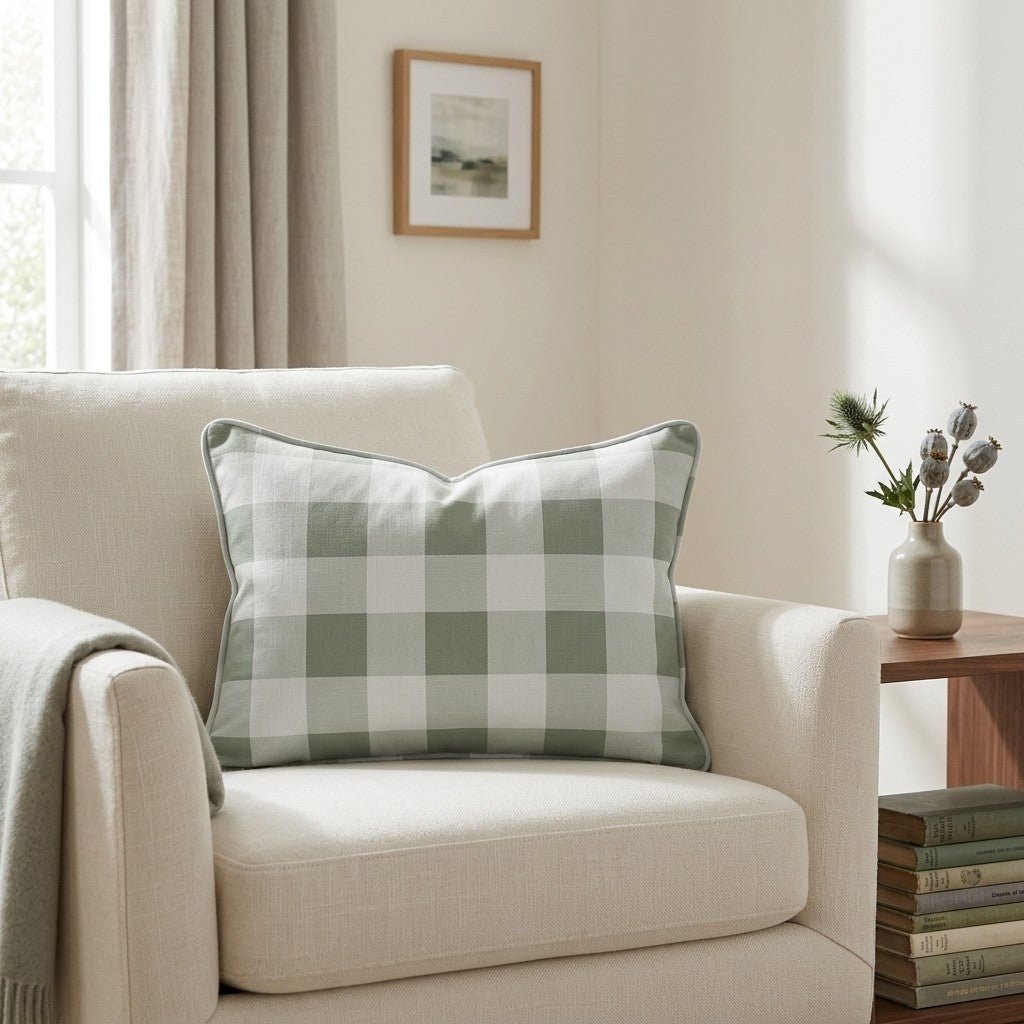 Sage Gingham Throw Pillow - Benton Lane Home - Lemon Park