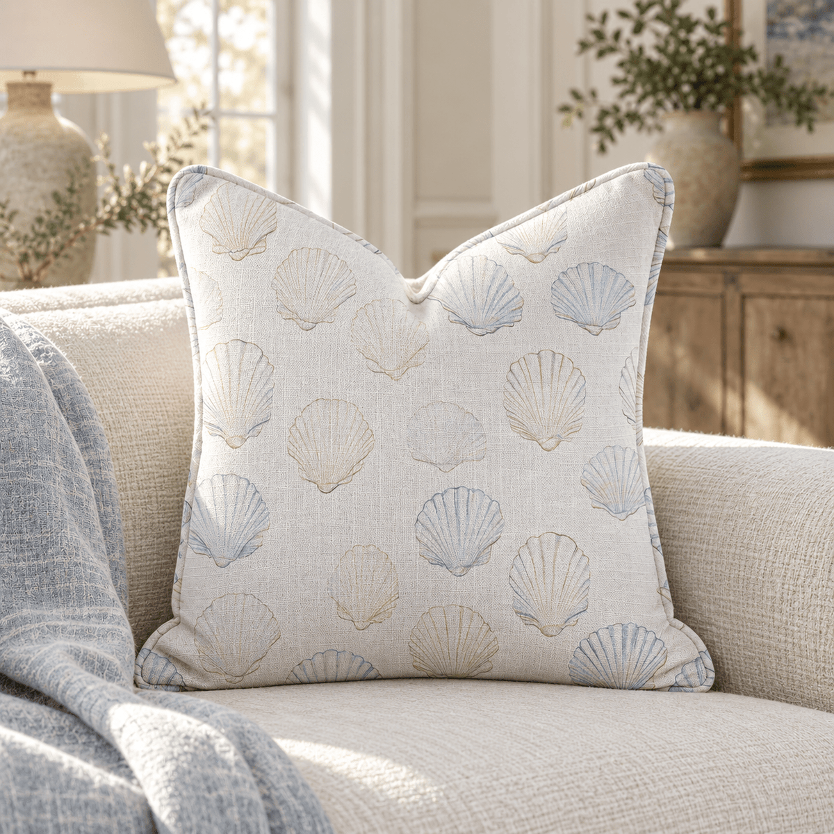 Sally's Sea Shells Throw Pillow - Lemon Park