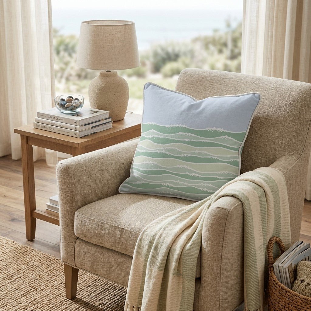 Salty Waves Throw Pillow - Benton Lane Home - Hillcroft Home