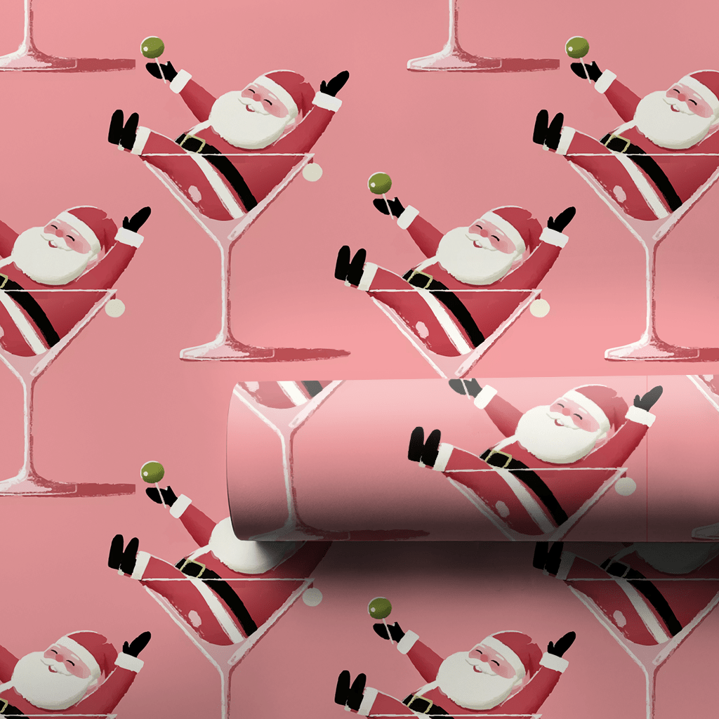Santa - tini - Wrapping Paper - Benton Lane Home - Lemon Park