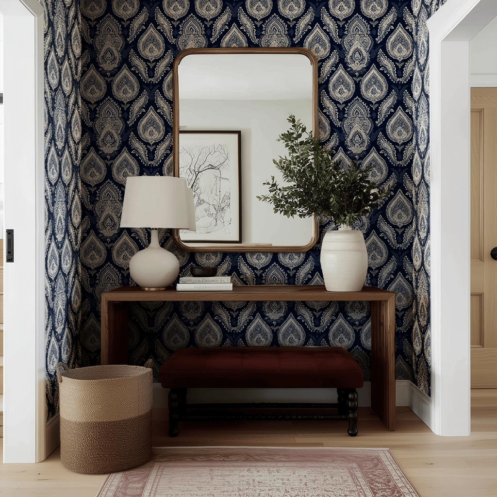 Sapphire Parlour Wallpaper - Benton Lane Home - Painted Paper