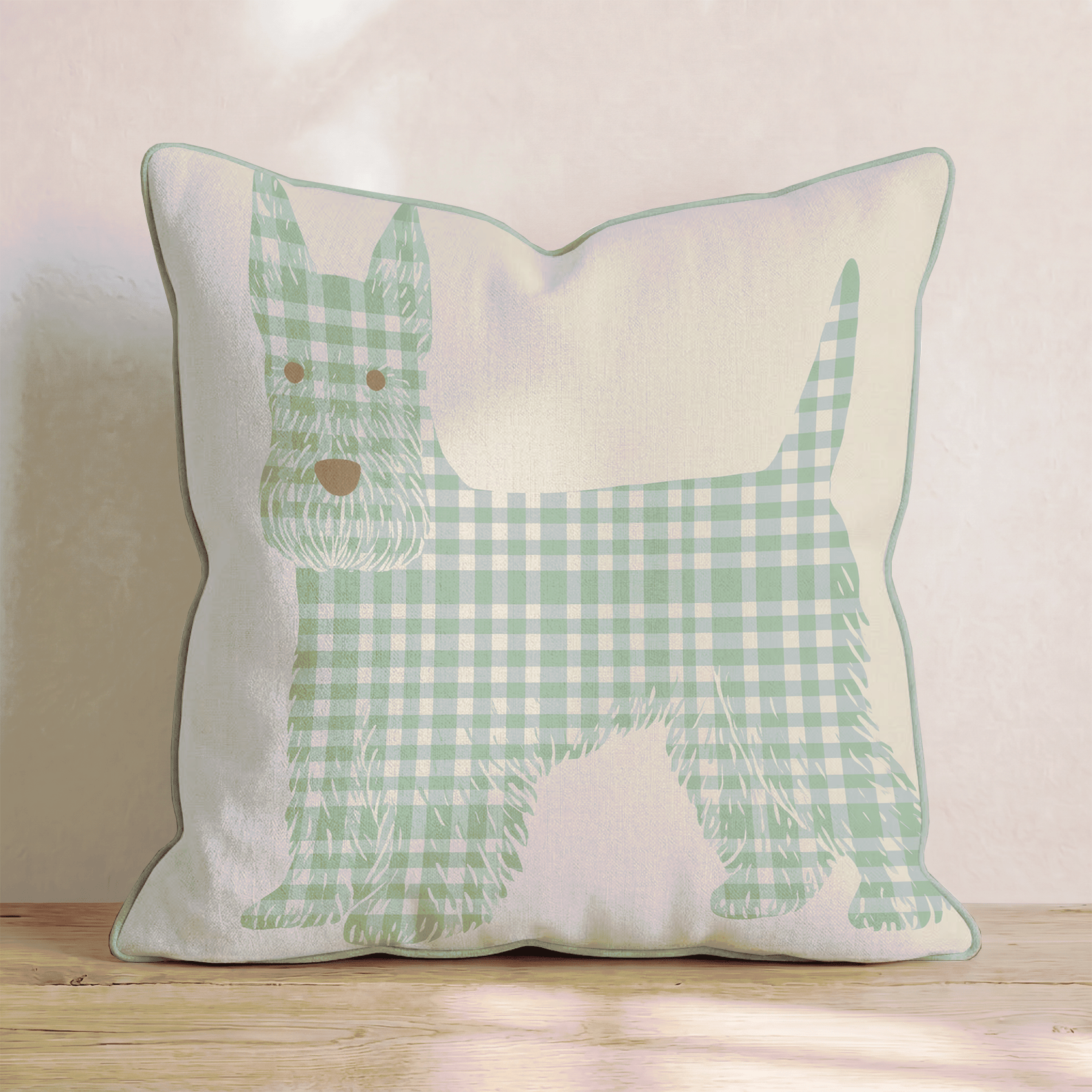 Scottie in Plaid Throw Pillow - Benton Lane Home - Hillcroft Home