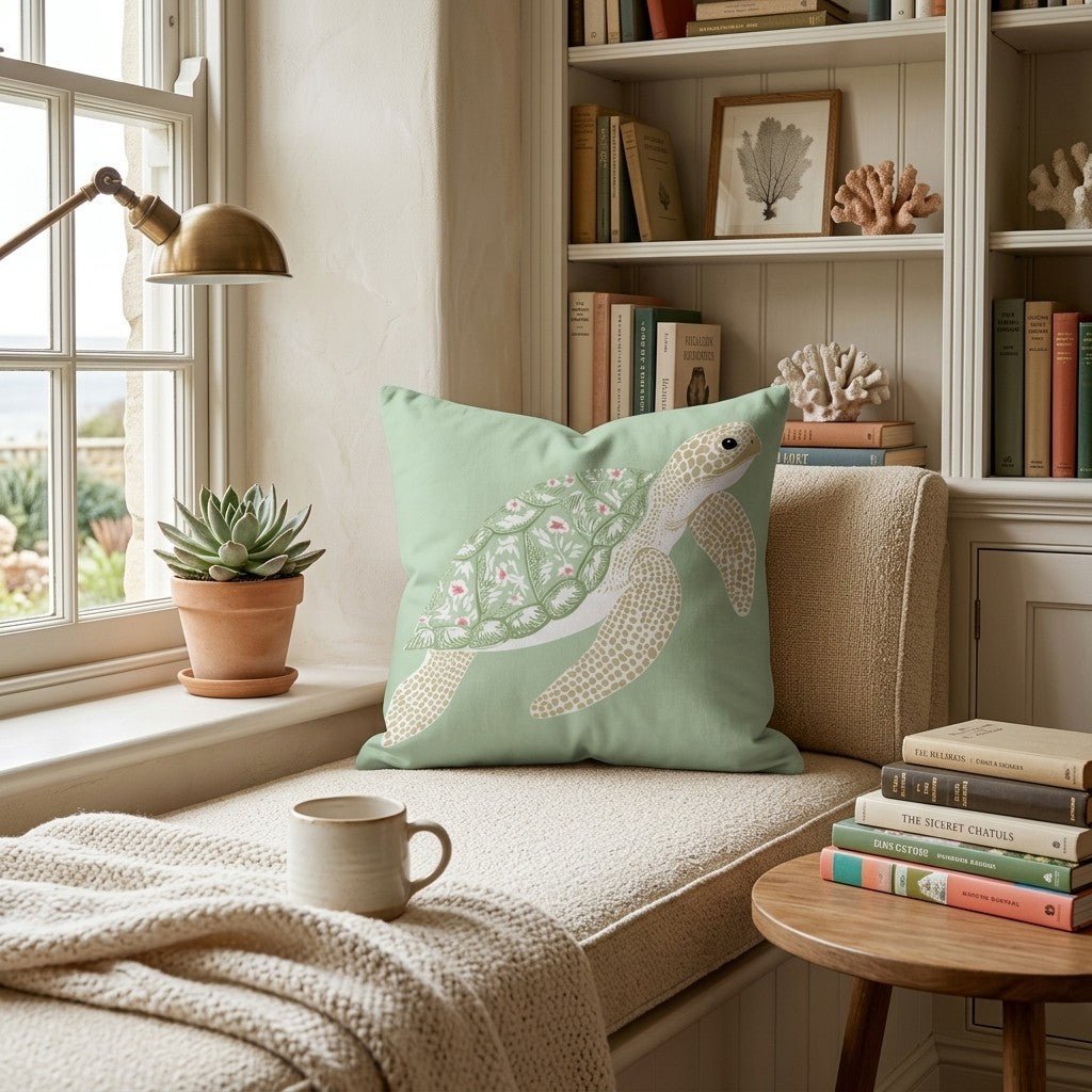 Sea Turtle Tropics Throw Pillow - Benton Lane Home - Hillcroft Home