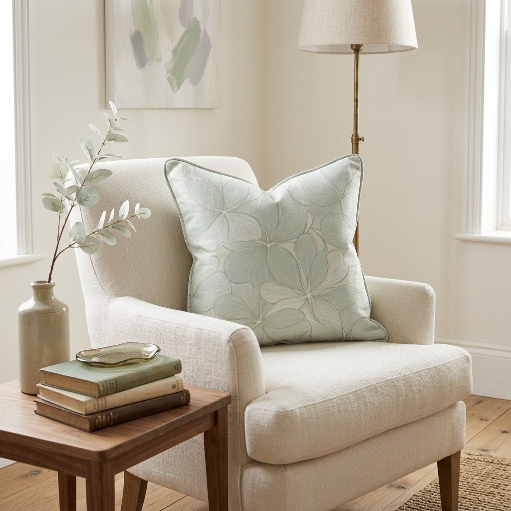 Seafoam Whispy Throw Pillow - Lemon Park