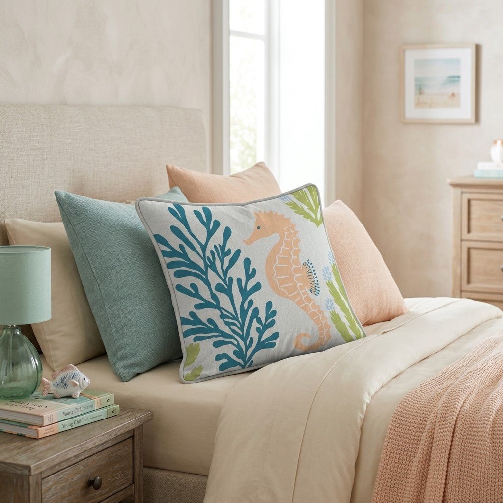Seahorse Swim Throw Pillow - Benton Lane Home - Hillcroft Home