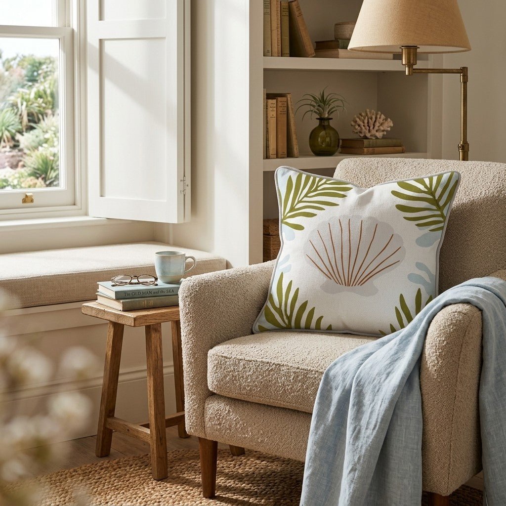Seashell by the Seashore Throw Pillow - Hillcroft Home
