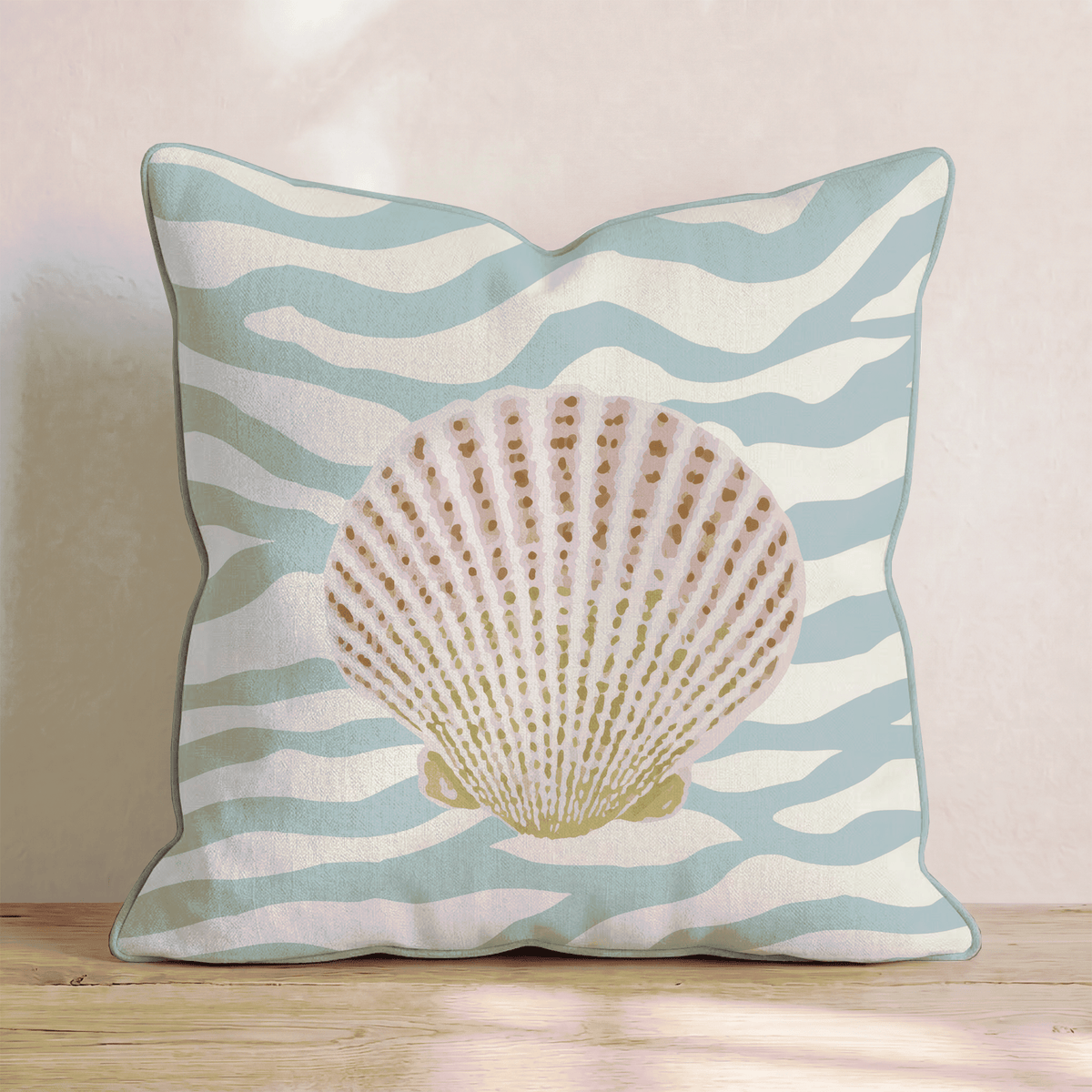 Seashell Summer Throw Pillow - Hillcroft Home