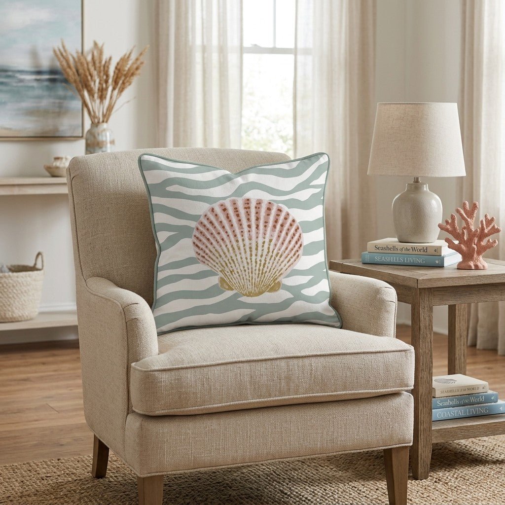 Seashell Summer Throw Pillow - Hillcroft Home
