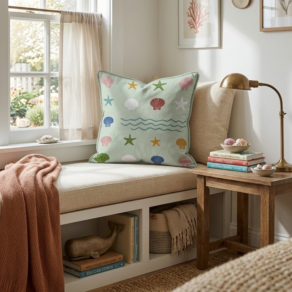 Seaside Seashells Throw Pillow - Benton Lane Home - Hillcroft Home