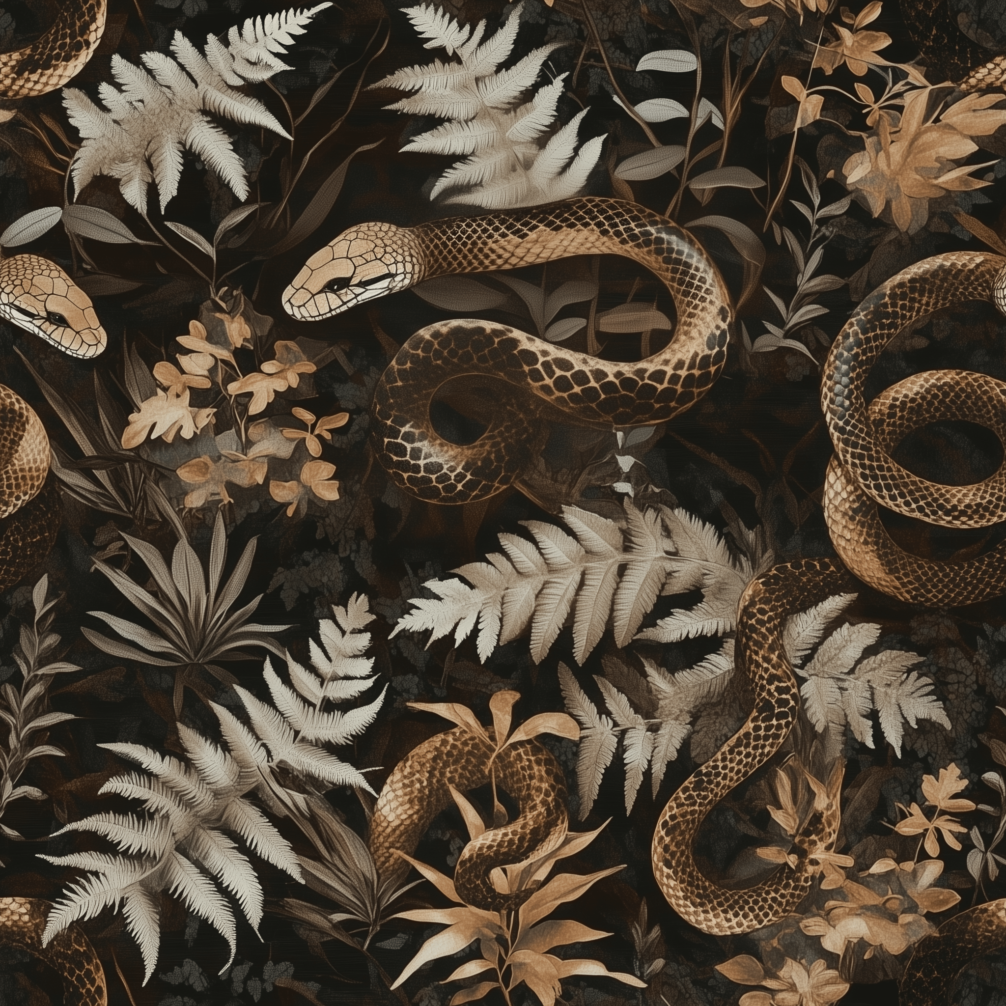 Serpent & Fern Wallpaper - Benton Lane Home - Painted Paper
