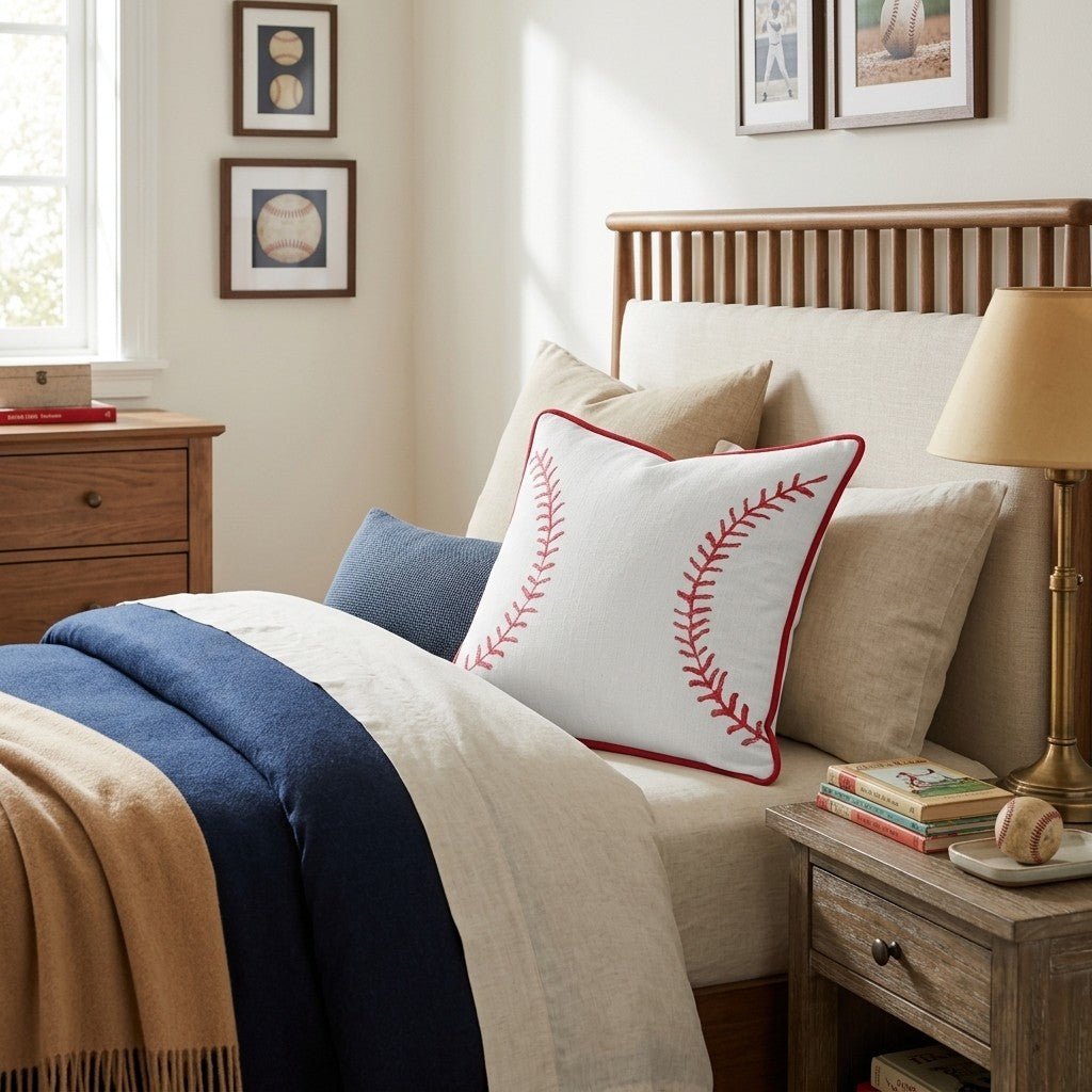 Simple Baseball Throw Pillow - Benton Lane Home - Hillcroft Home