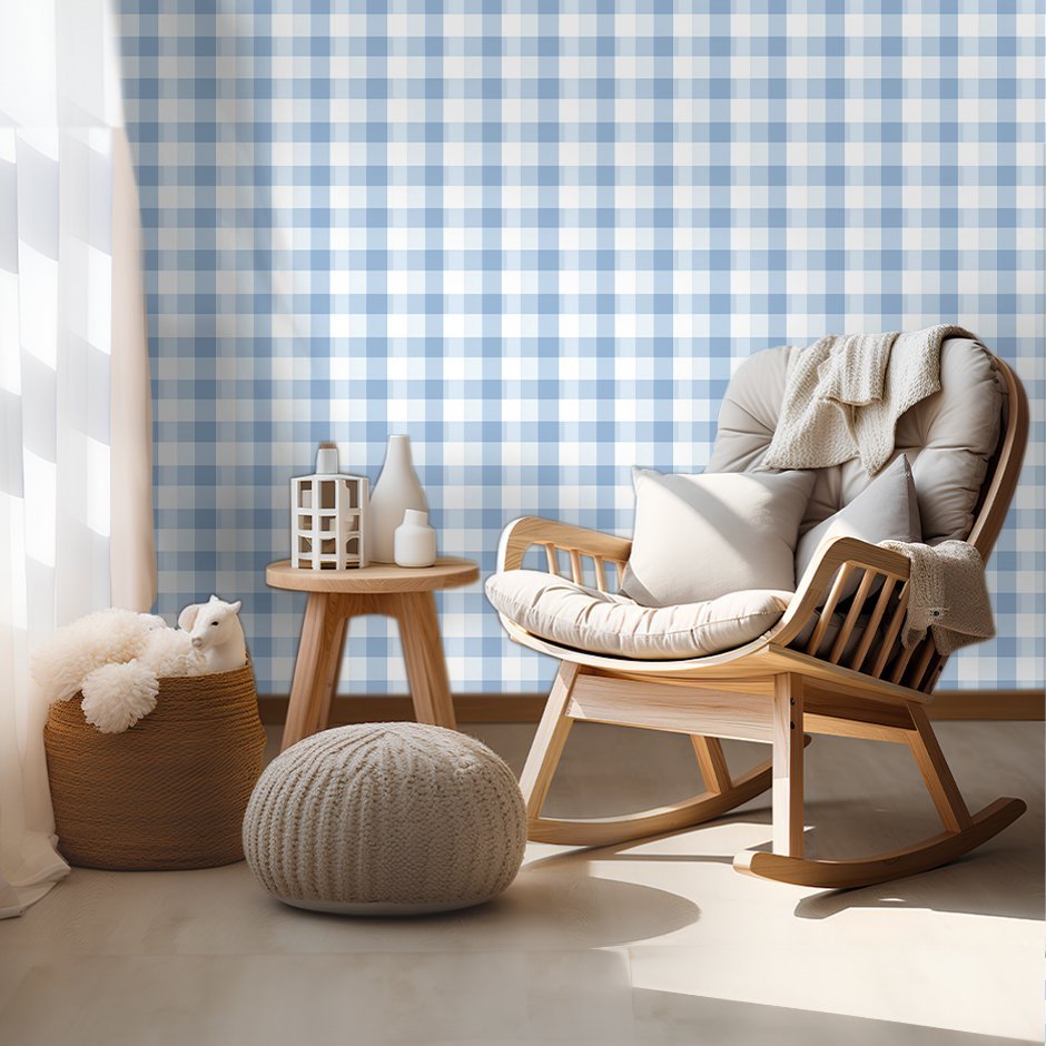Sky Plaid Wallpaper - Benton Lane Home - Painted Paper