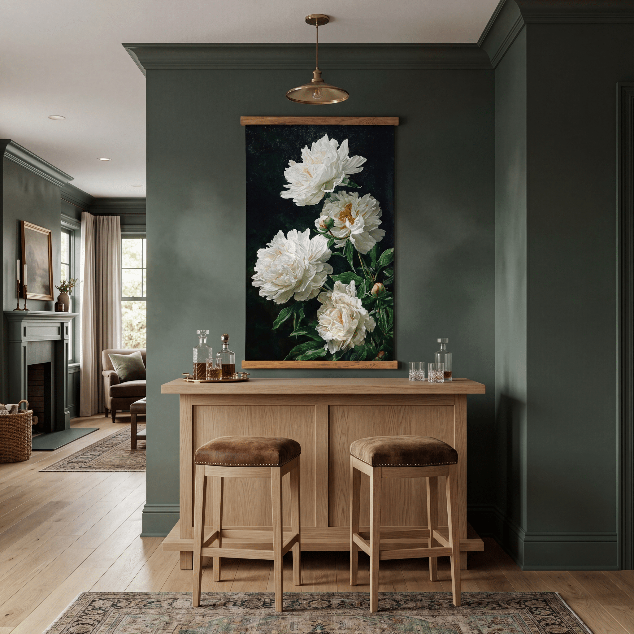 Snowy Peonies - Tapestry - Benton Lane Home - Painted Paper