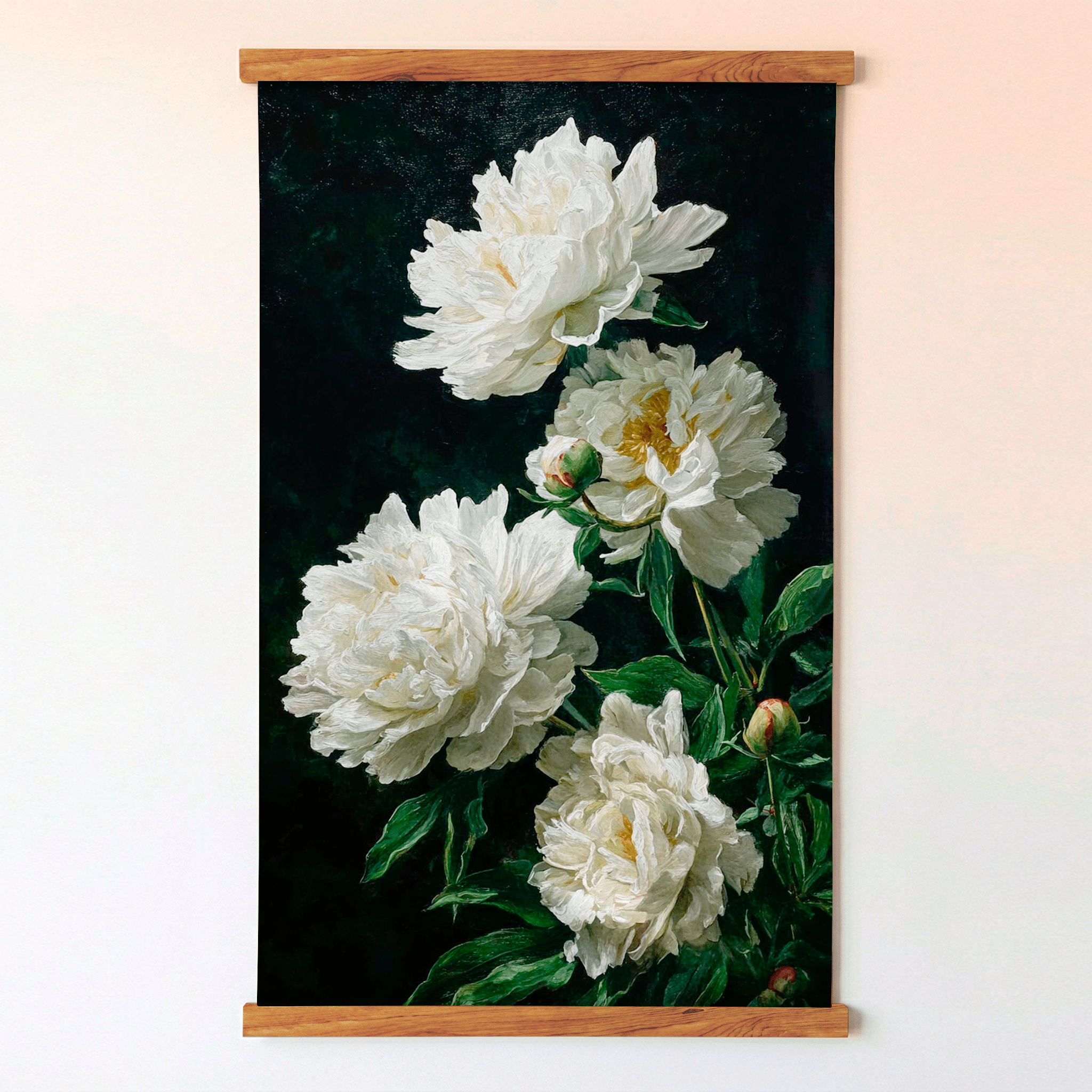 Snowy Peonies - Tapestry - Benton Lane Home - Painted Paper