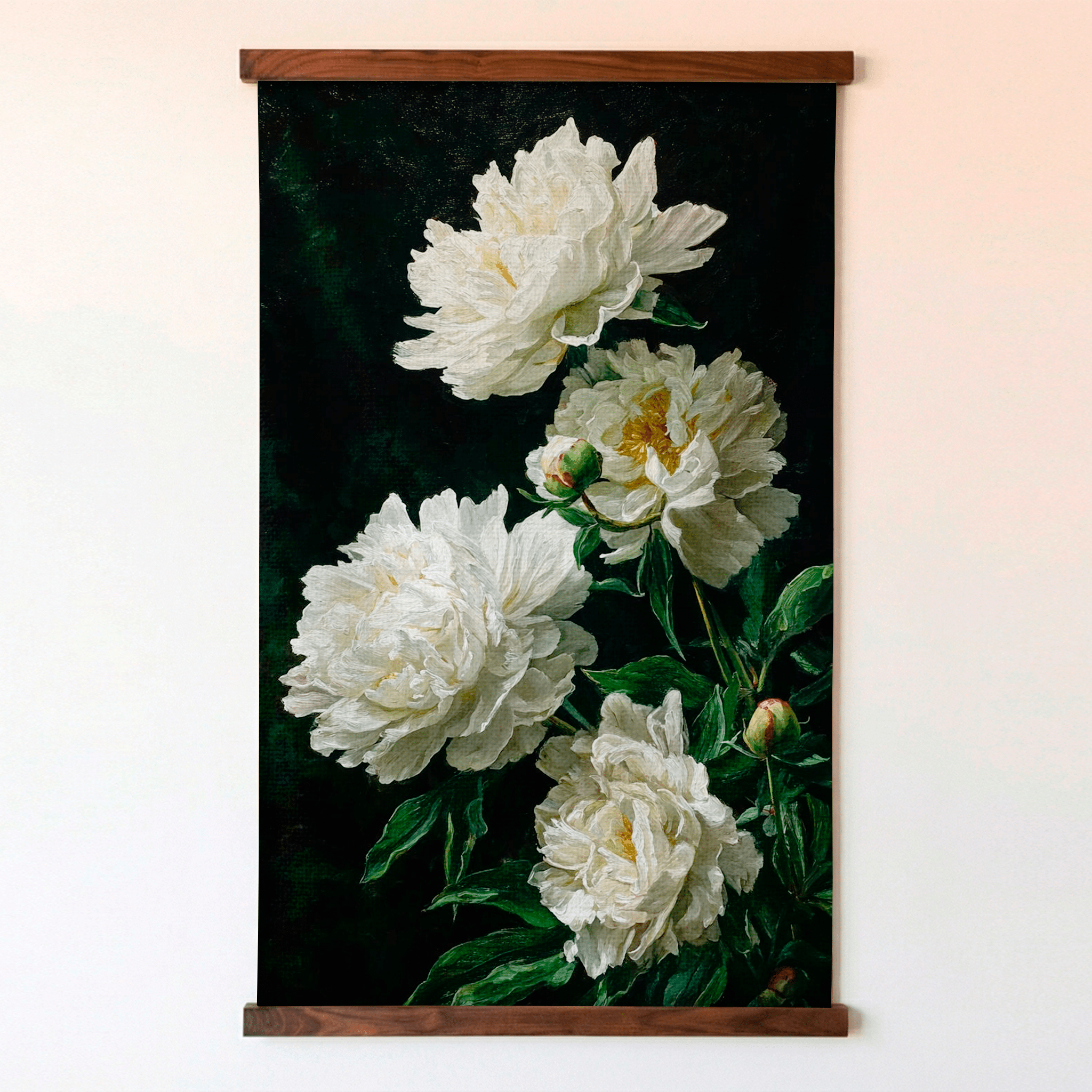 Snowy Peonies - Tapestry - Benton Lane Home - Painted Paper