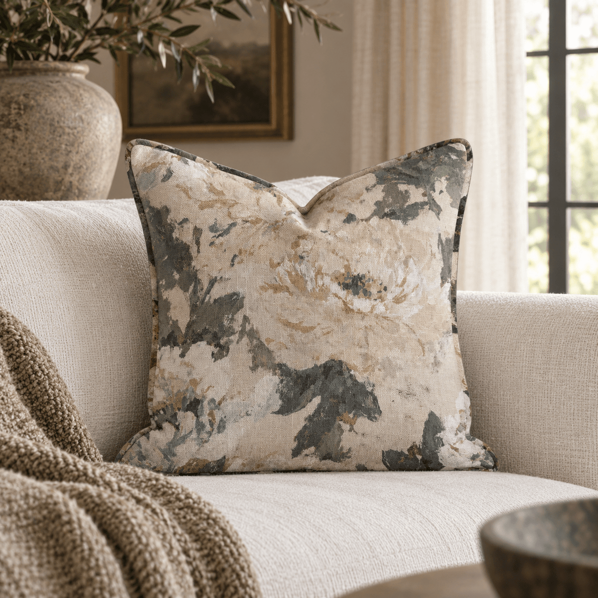 Soft Peony Throw Pillow - Lemon Park