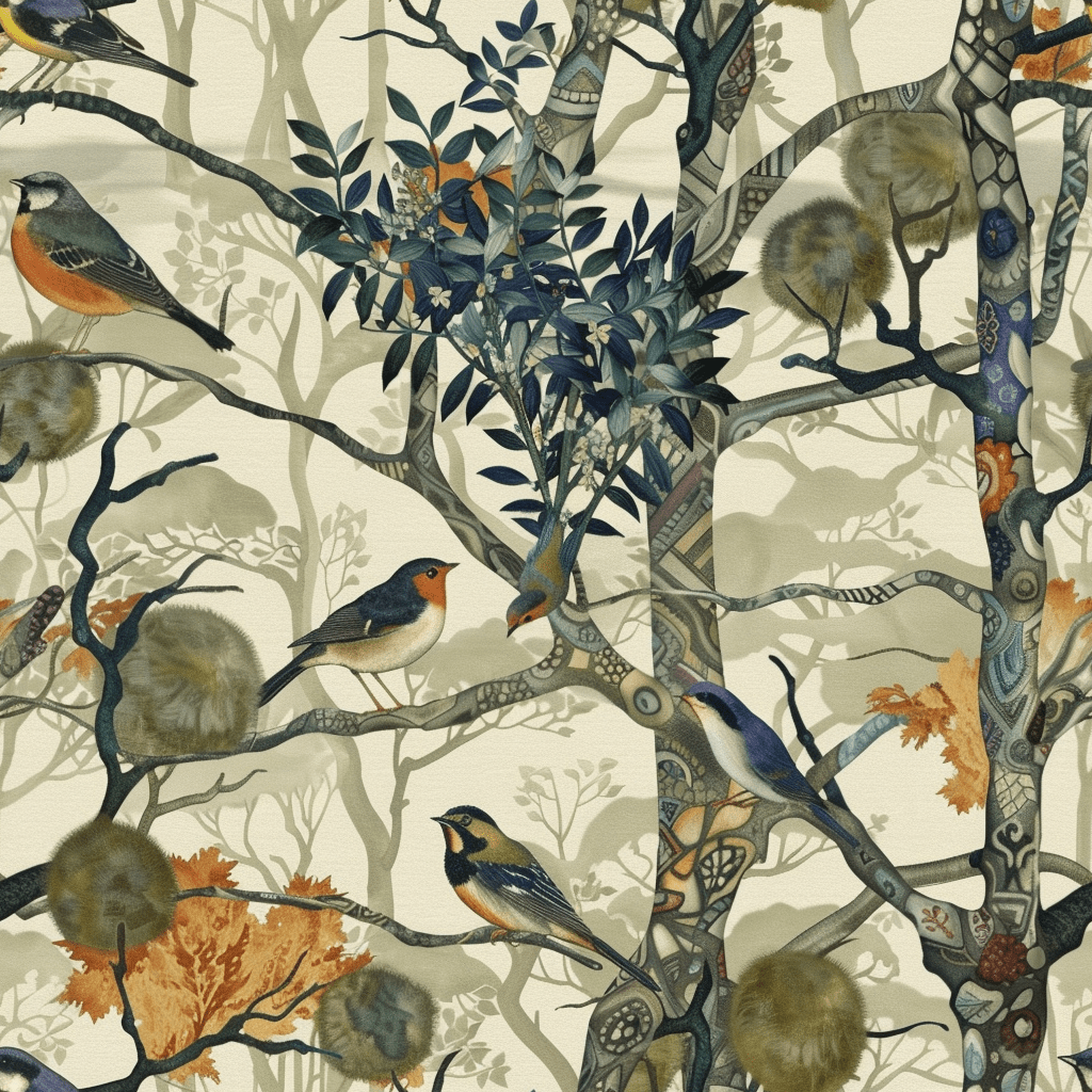 Songbird Canopy Wallpaper - Painted Paper