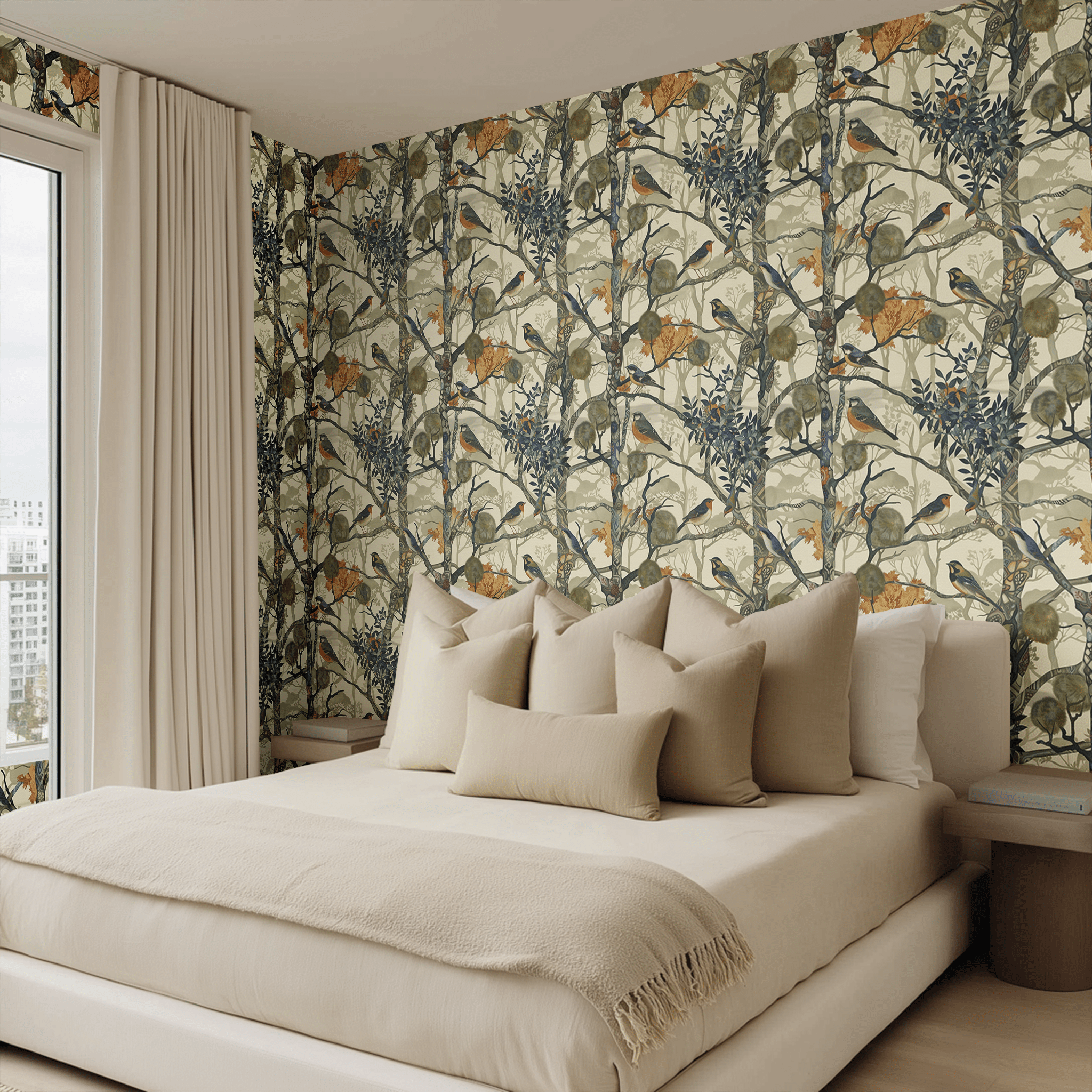 Songbird Canopy Wallpaper - Painted Paper