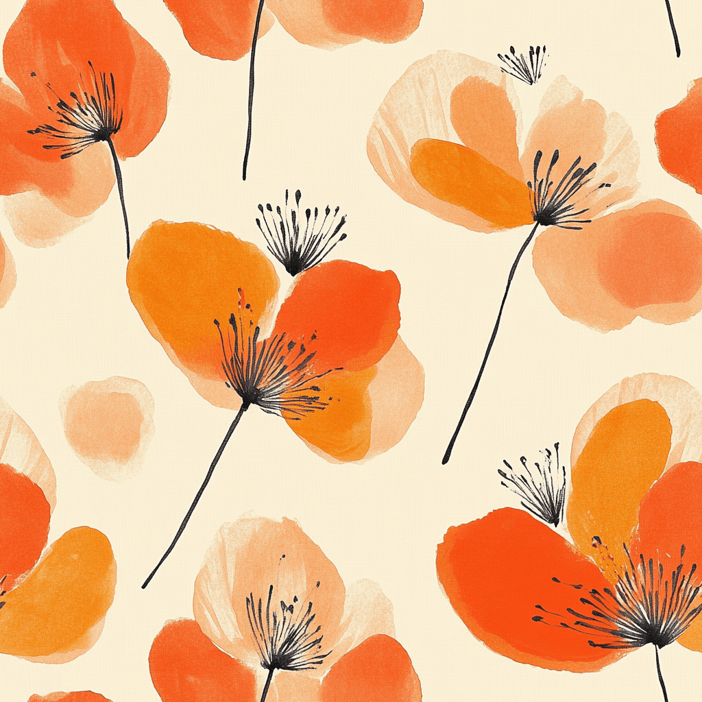 Sunset Poppies Wallpaper - Benton Lane Home - Painted Paper