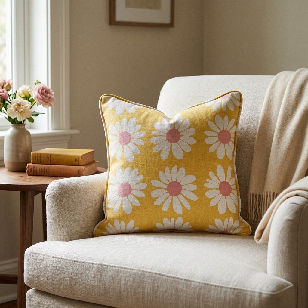 Sunshine Daisies Throw Pillow - Benton Lane Home - Lemon Park