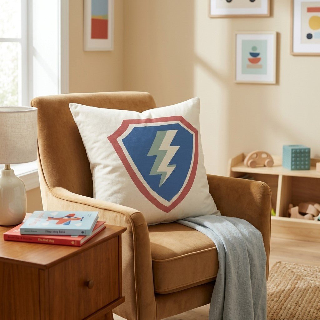 Superhero Emblem Throw Pillow - Benton Lane Home - Hillcroft Home
