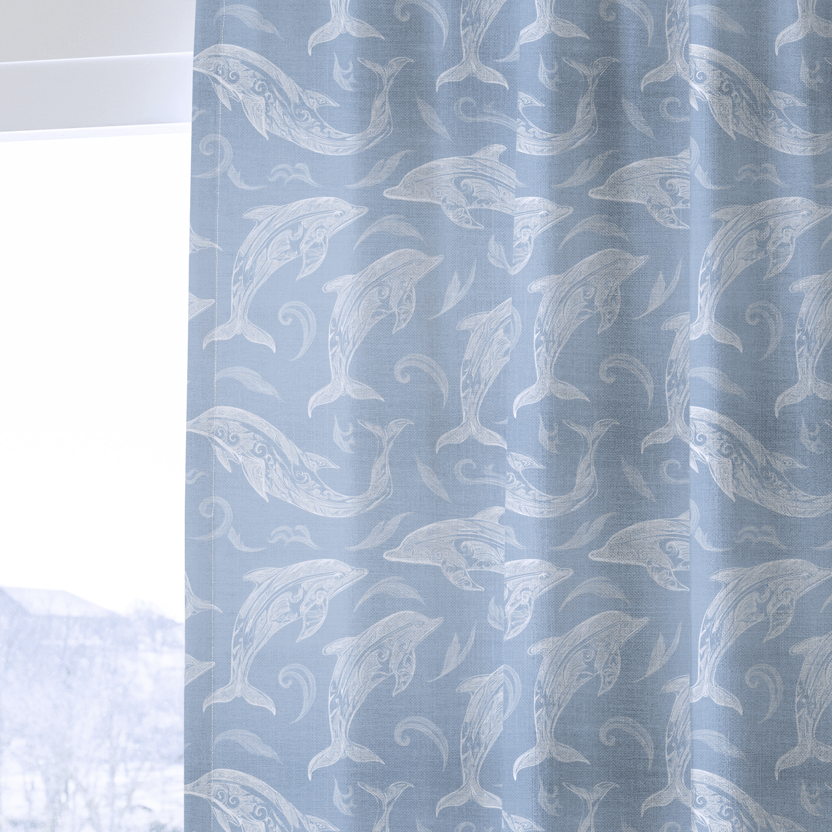 Swim With Dolphins - Drapery - Benton Lane Home - Lemon Park
