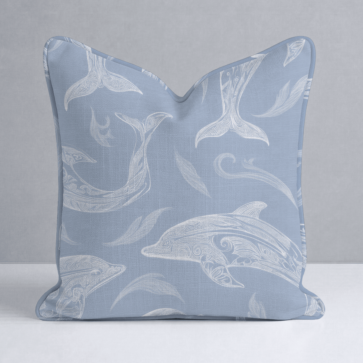 Swim With Dolphins Throw Pillow - Lemon Park