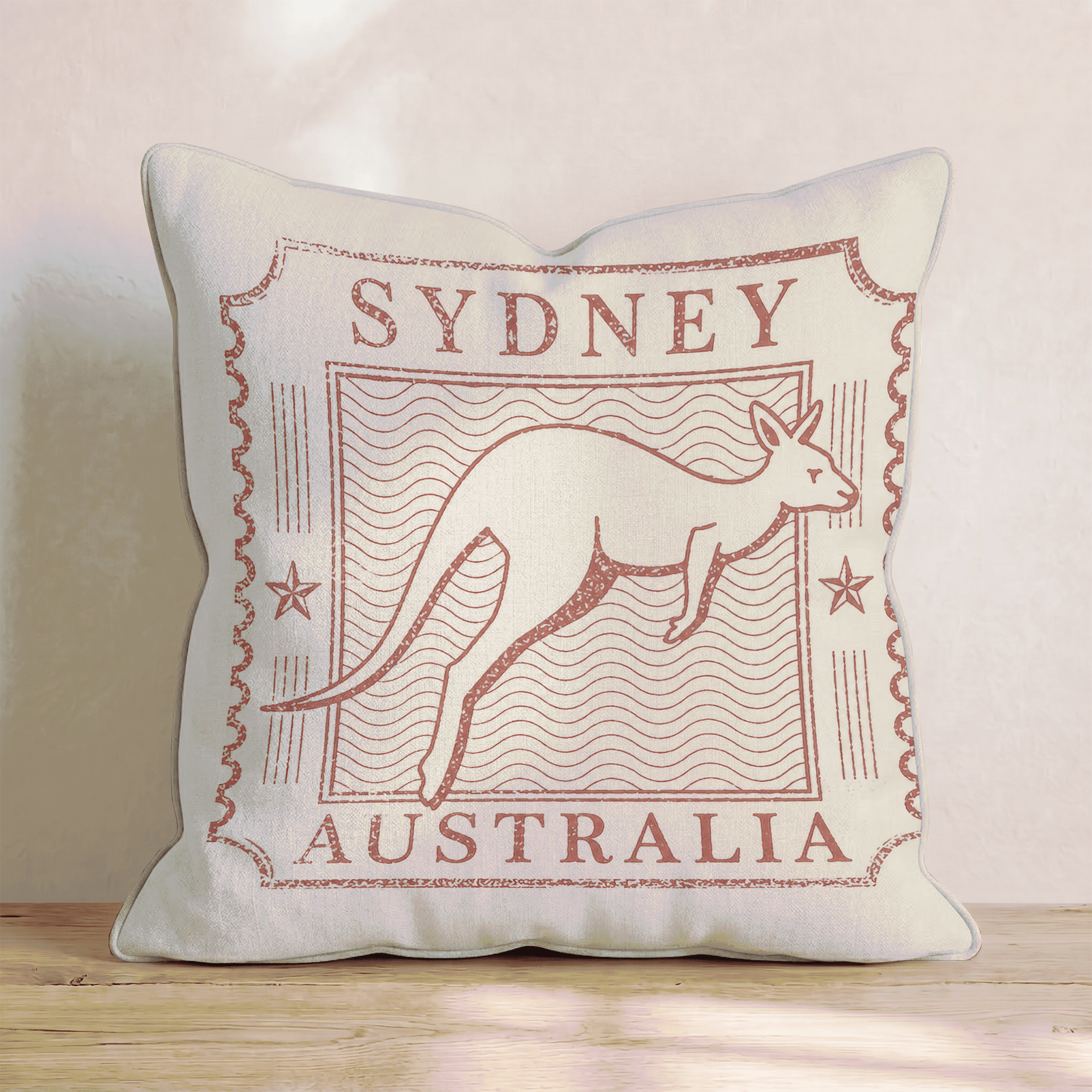Sydney Travel Stamp Throw Pillow - Benton Lane Home - Hillcroft Home