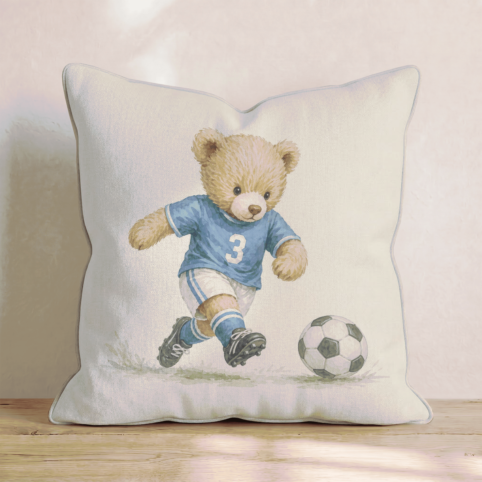 Teddy Bear Soccer Throw Pillow - Benton Lane Home - Hillcroft Home