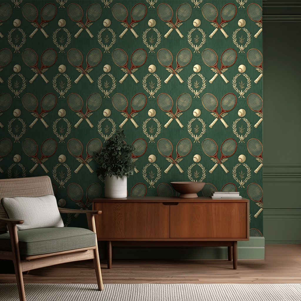 Tennis Club Wallpaper - Benton Lane Home - Painted Paper