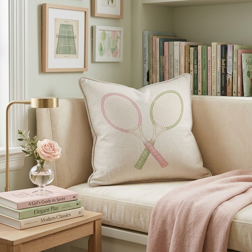 Tennis Symmetry Throw Pillow - Benton Lane Home - Hillcroft Home