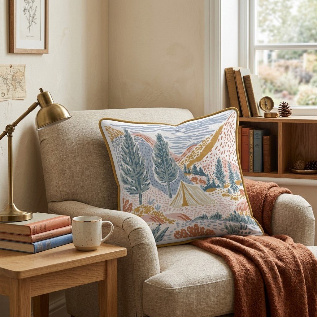 Tent Camping Throw Pillow - Benton Lane Home - Hillcroft Home