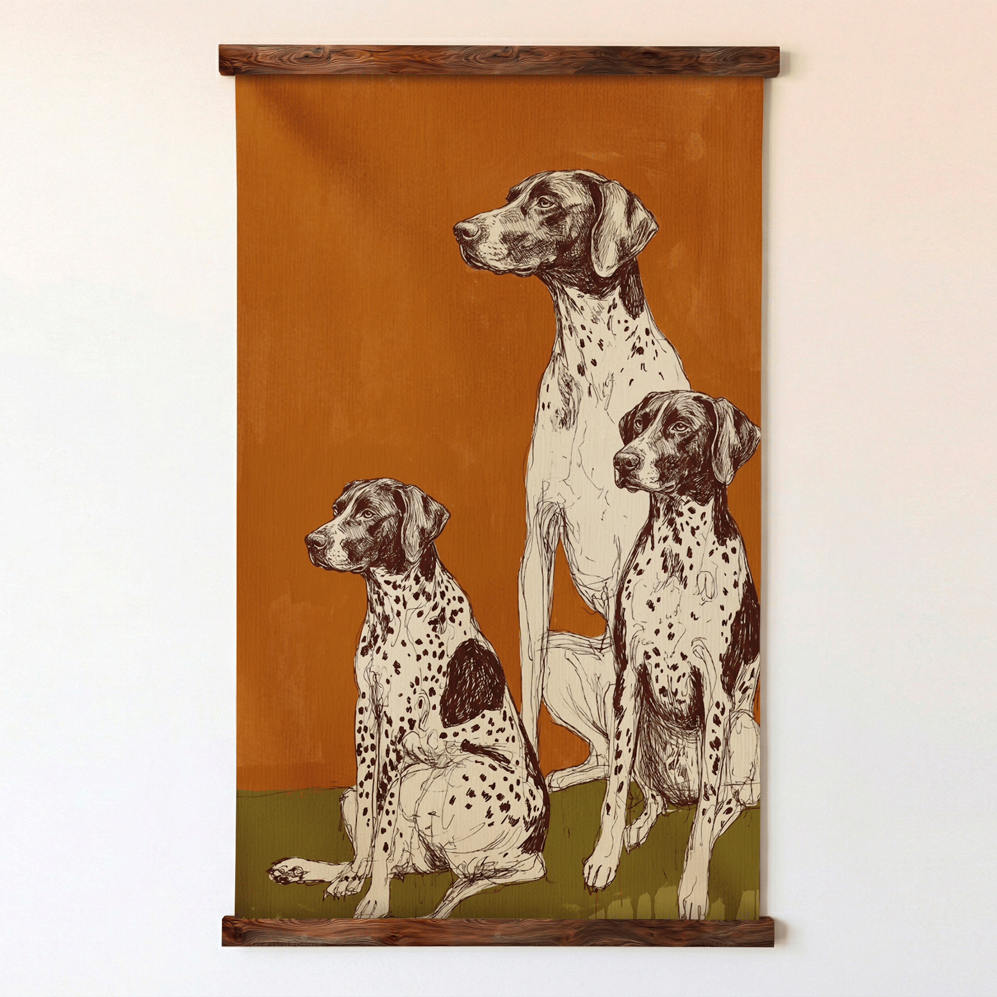 Terracotta Hound Dogs - Tapestry - Painted Paper