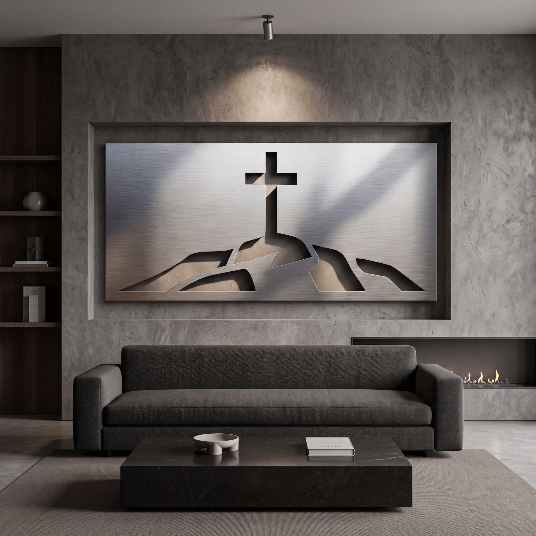 The Cross Upon The Hill - Metal Wall Art - Benton Lane Home - Carbon Designs