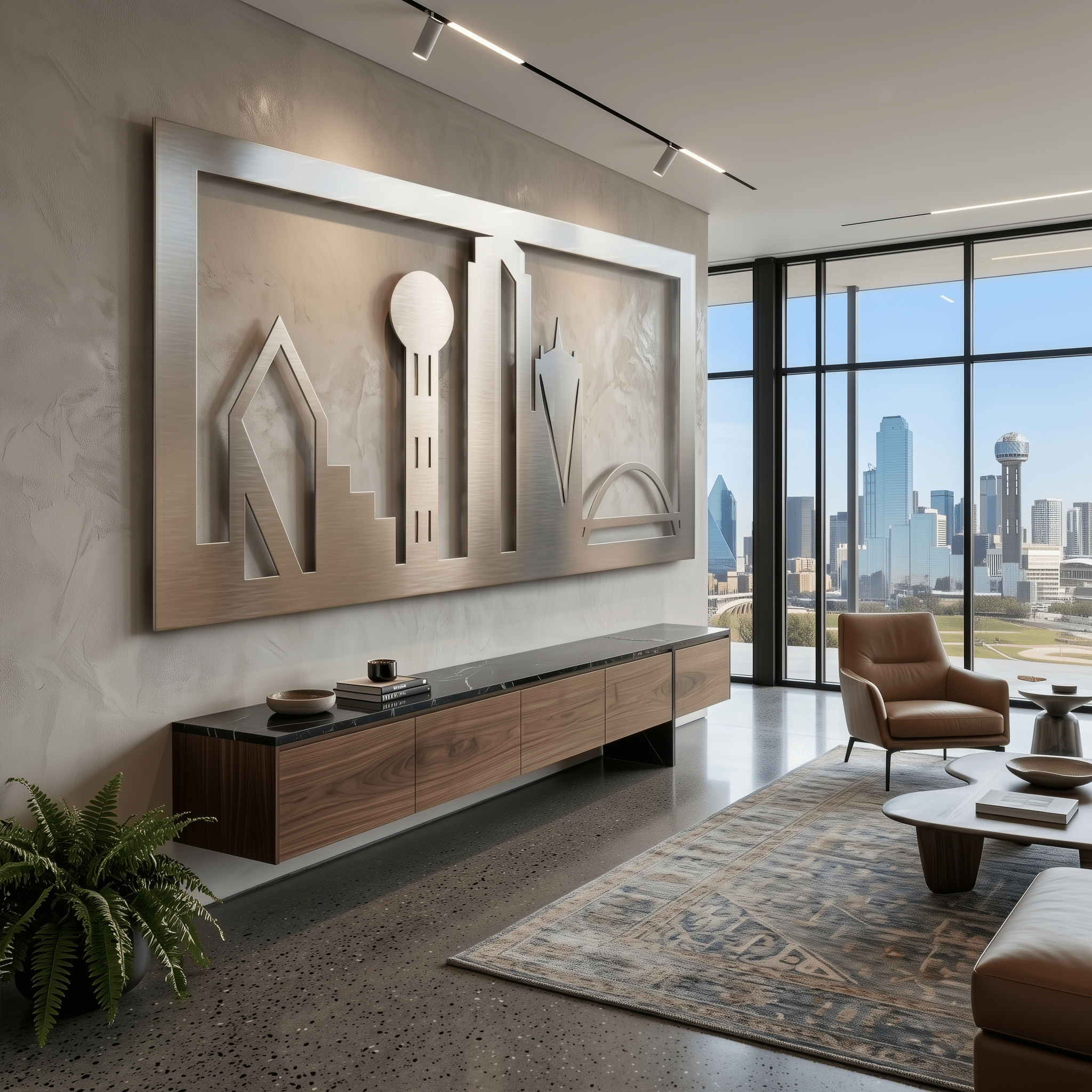 The Dallas Skyline - Metal Wall Art - Benton Lane Home - Carbon Designs