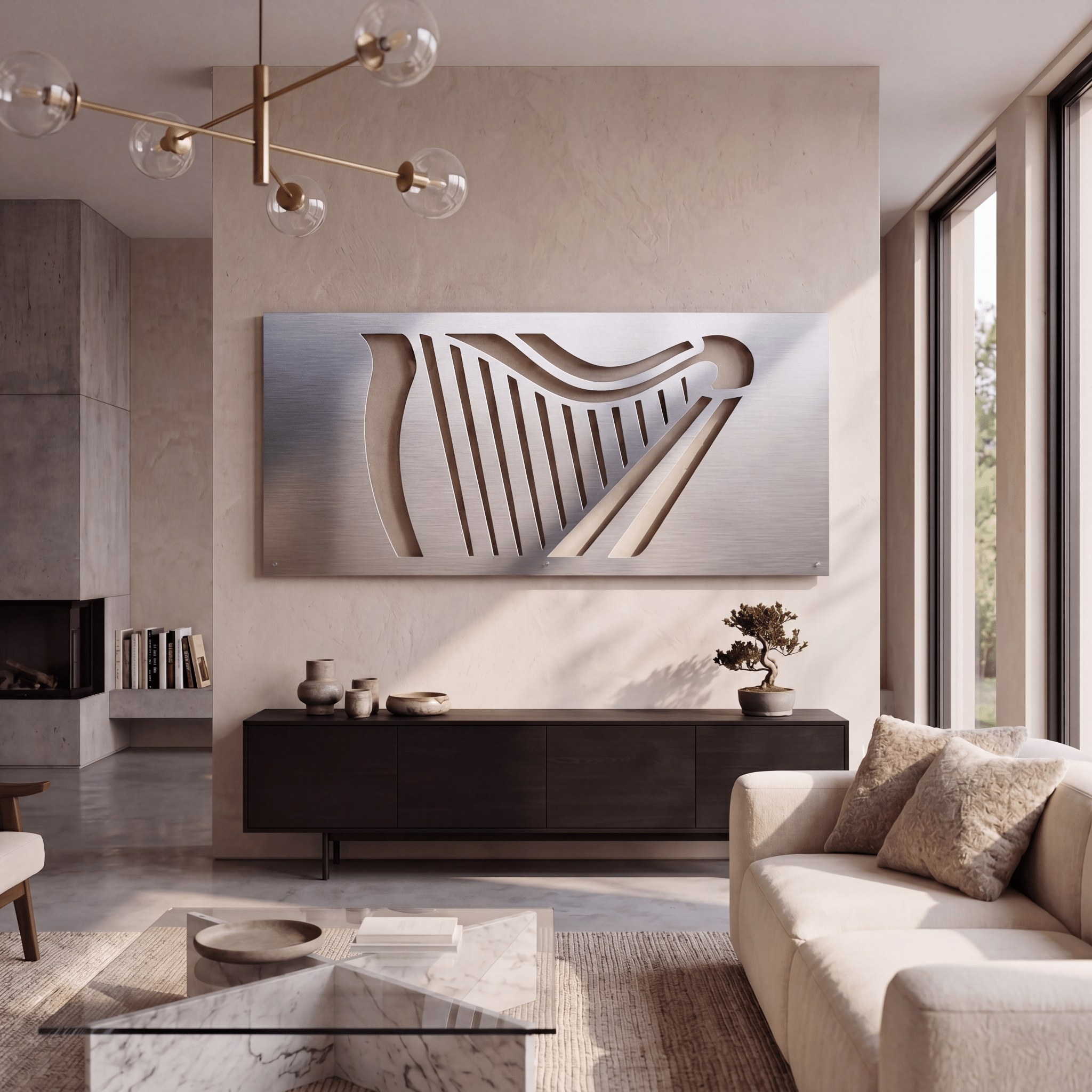 The Harp - Metal Wall Art - Benton Lane Home - Carbon Designs