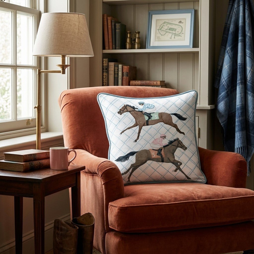 The Races Throw Pillow - Benton Lane Home - Hillcroft Home