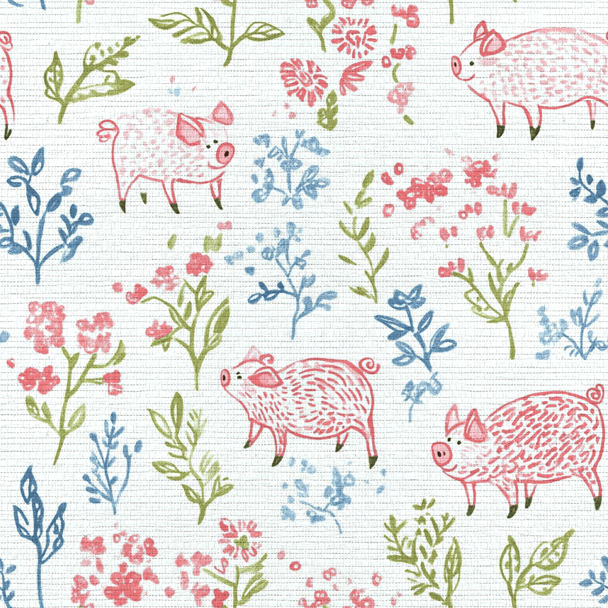 These Piggies Faux Grasscloth Wallpaper - Lemon Park